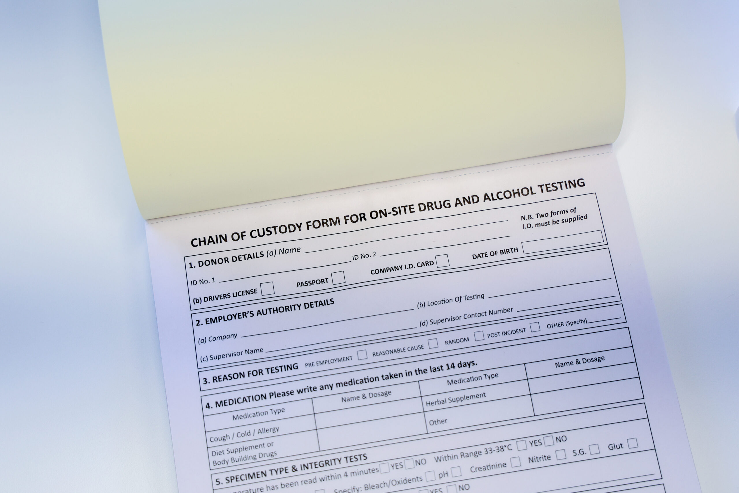 Combined Drug Test Collection Book, 50 tests/150 pages